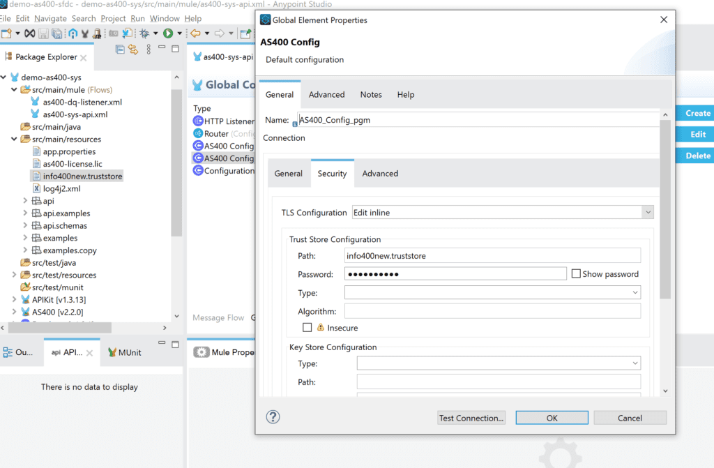 infoConnect connector for mulesoft tls setup